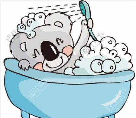 卡通矢量洗澡澡