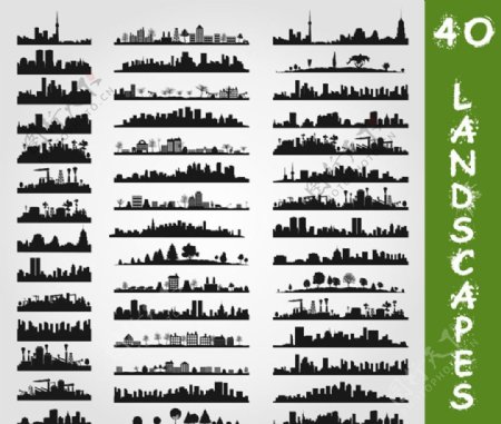 城市剪影矢量图标合集