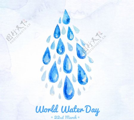 水彩水滴世界水日