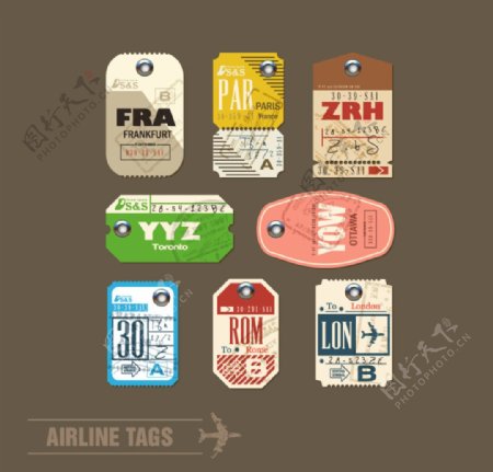 航空行李标签矢量图