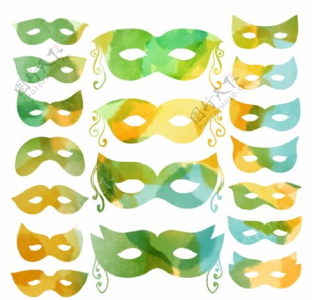 水彩狂欢节面具