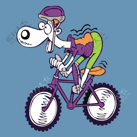 卡通狗狗骑自行车