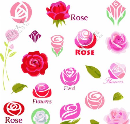 情人节玫瑰图标logo