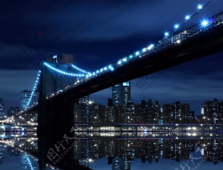 城市夜景桥梁