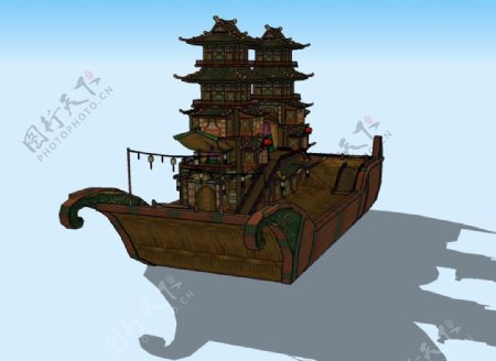 扬州画舫3D模型