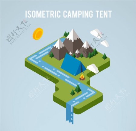 三维3D野营帐篷营地