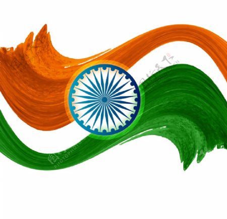 水彩画印度国旗图案