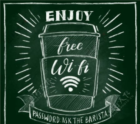 免费WIFI咖啡店海报