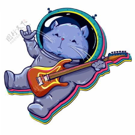 卡通猫宇航员矢量图下载