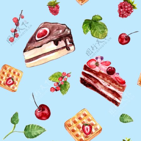 蛋糕饼干樱桃图案