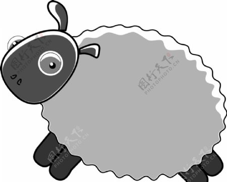 卡通可爱白色灰色绵羊山羊