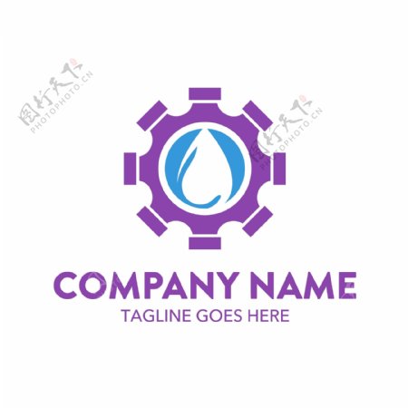 紫色齿轮水滴抽象logo