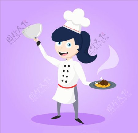 快乐烹饪的女厨师
