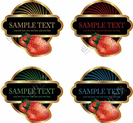 草莓水果欧式标签lable