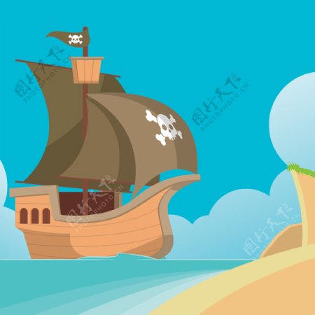 卡通海盗船插图