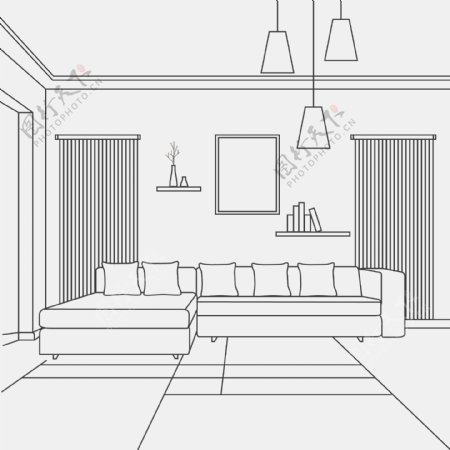 客厅房间直线风格设计