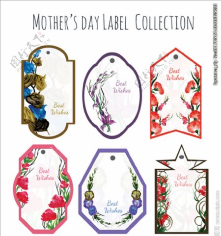 六款母亲节花卉标签