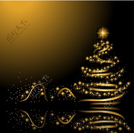 金色圣诞树背景素材
