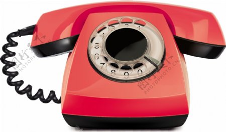 红色复古电话机矢量