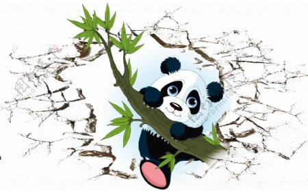 3D立体画熊猫吃竹子