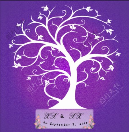 紫色欧式婚礼树展示区