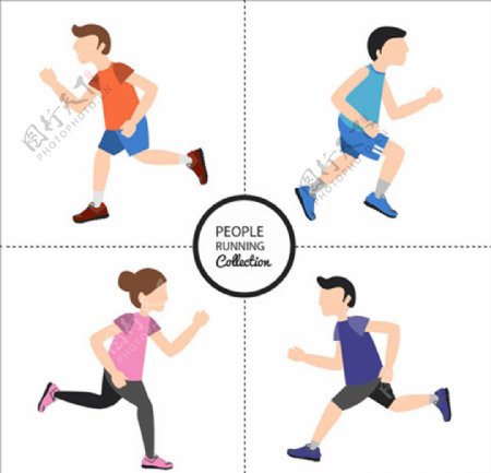 卡通男女跑步运动姿势