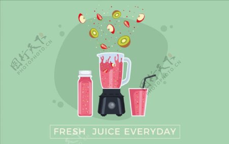 卡通水果榨汁机海报