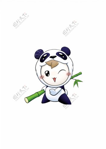 熊猫拿竹子