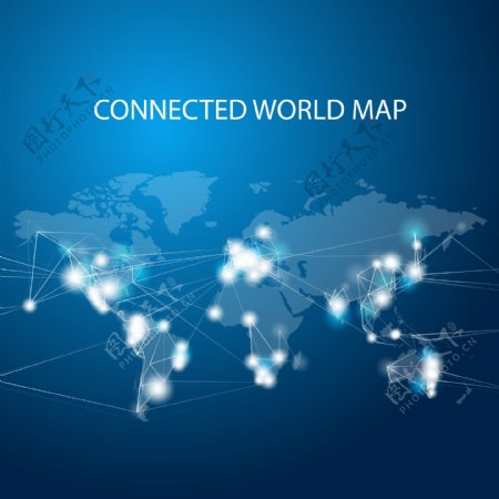 点线连接一带一路世界地形图