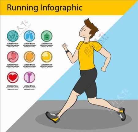 卡通男子跑步信息图