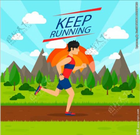 卡通男子跑步锻炼海报