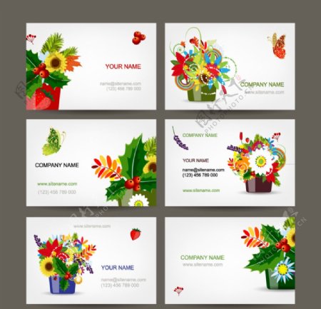 花卉卡片设计矢量素材