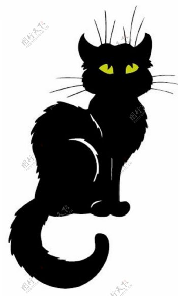 卡通可爱小黑猫素材