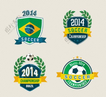 巴西足球世界杯标签矢量素材