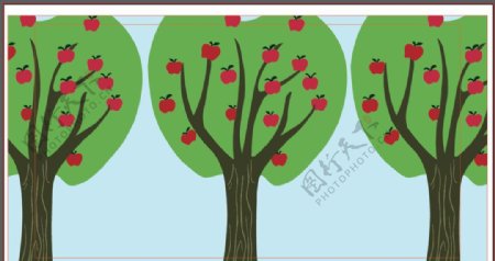 漫画苹果树矢量图