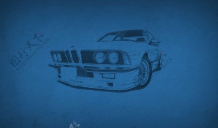 老款宝马BMW3系蓝色壁纸