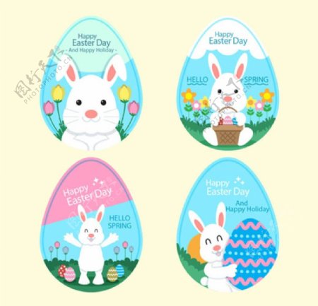 四款复活节兔子插图