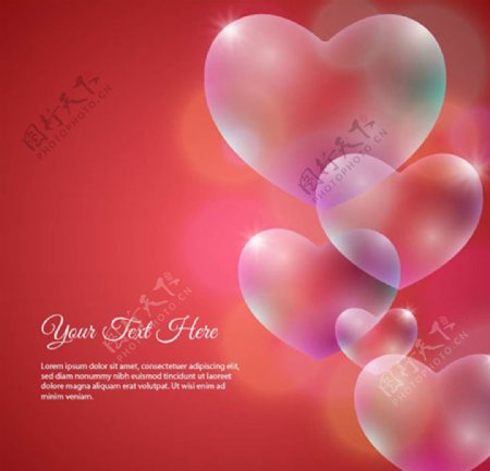 情人节透明爱心气球海报