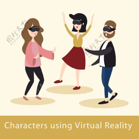 戴VR虚拟现实眼镜的人们