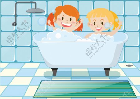 儿童节快乐洗澡的孩子