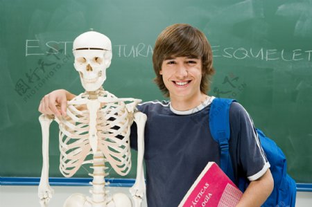 手扶骨骼架的学生图片图片