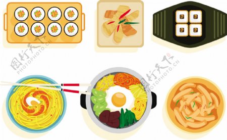 韩国美食矢量素材