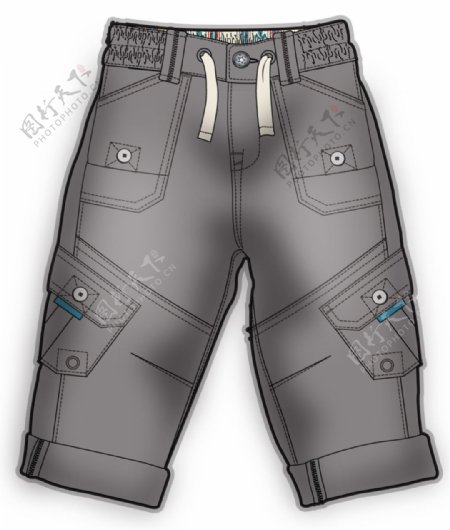 灰色休闲裤小男孩服装设计彩色图案