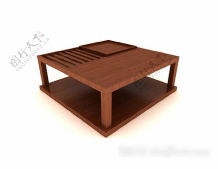 日式小木桌3d模型下载