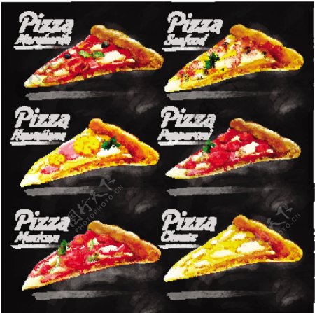 比萨菜单与黑板背景矢量素材下载