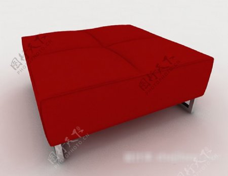 红色休闲沙发凳子3d模型下载