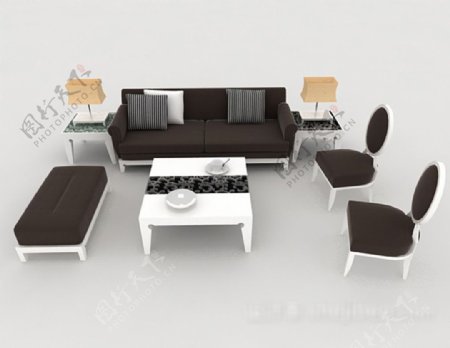现代简约深棕组合沙发3d模型下载