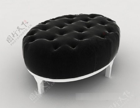 简欧黑色沙发凳3d模型下载