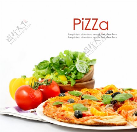 披萨与蔬菜图片