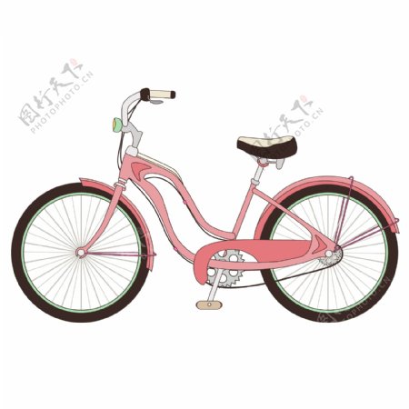 粉色自行车夏季小清新矢量素材